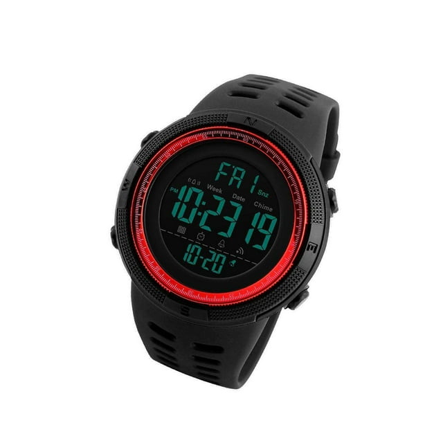 serony 1251 Mens Digital Sports Watch Waterproof Stopwatch Countdown Red