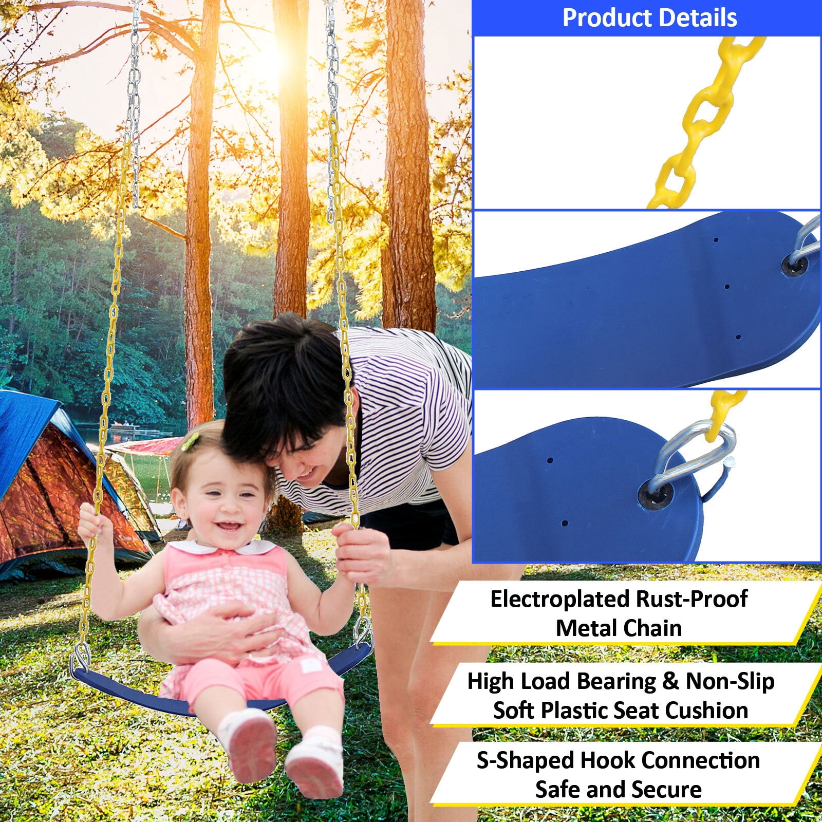 Alvantor Kids Swing Set Outdoor Heavy Duty Steel Swing Stand with Saucer & Belt Seat for Backyard Playground 440 lbs Capacity