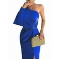 thumbnail image 2 of Women'S One Shoulder Long Sleeve High Split Cocktail Wedding Party Maxi Dress Sky Blue L, 2 of 8