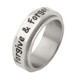 thumbnail image 2 of 7mm Stainless Steel Women's Men's Spinner Ring - Forgive & Forget Inspirational Ring, Fidget Spinner Anxiety and Stress Relief Spinner Ring, 2 of 4