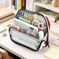 thumbnail image 6 of Pencil Bag with Magnetic Foldable Base Large Capacity Stand-Up Pencil Case Durable Nylon Pen Pouch Red Hearts with Musical Notes, 6 of 7