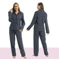 thumbnail image 4 of LNFINTDO Women's Pajamas Set Long Sleeve Cotton Pajama for Women Soft Pjs Set, Navy Stripes, Small, 4 of 7