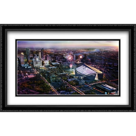 U.S. Bank Stadium 2x Matted 40x26 Large Black Ornate Framed Art Print from the Stadium Series