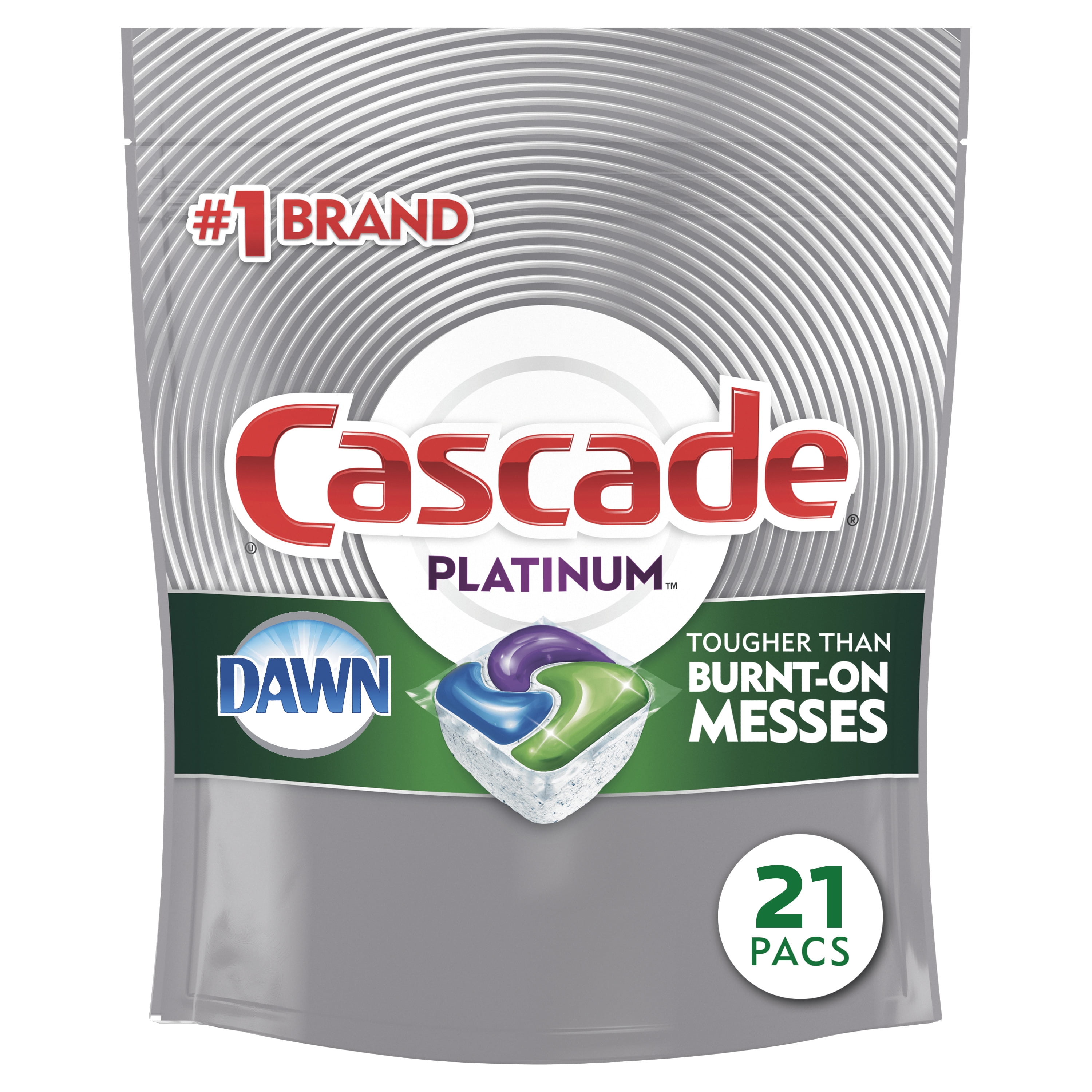 Cascade Platinum Dishwasher Pods, ActionPacs Dishwasher Detergent Tabs, Fresh Scent, 21 Count