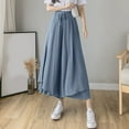 thumbnail image 2 of Pants for Women Trendy Summer Thin Breathable Pleated Chiffon Wide Leg Pants High Waist Nine Point Skirts Flowy Pants for Women Blue M, 2 of 4
