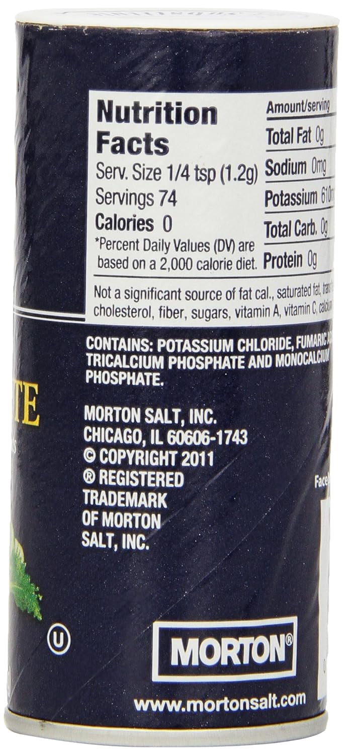 Morton Sodium Free Salt Substitute, Sodium-Restricted Diets 3.12oz (24 Pack)