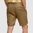 thumbnail image 4 of Pantalones de Hombre Elástico Cintura Músculo Casual Imitación Algodón Lino Textura Atado Cinco Cuartos de Pantalones Cortos, 4 of 8