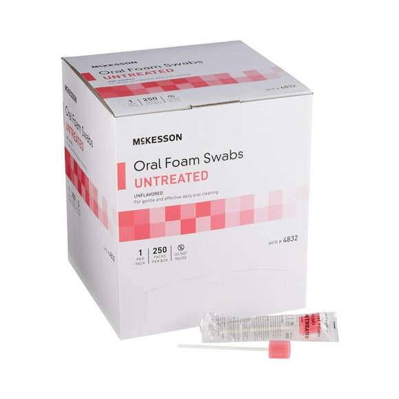 Hisopos de espuma oral McKesson, sin tratar, sin sabor, 250 unidades