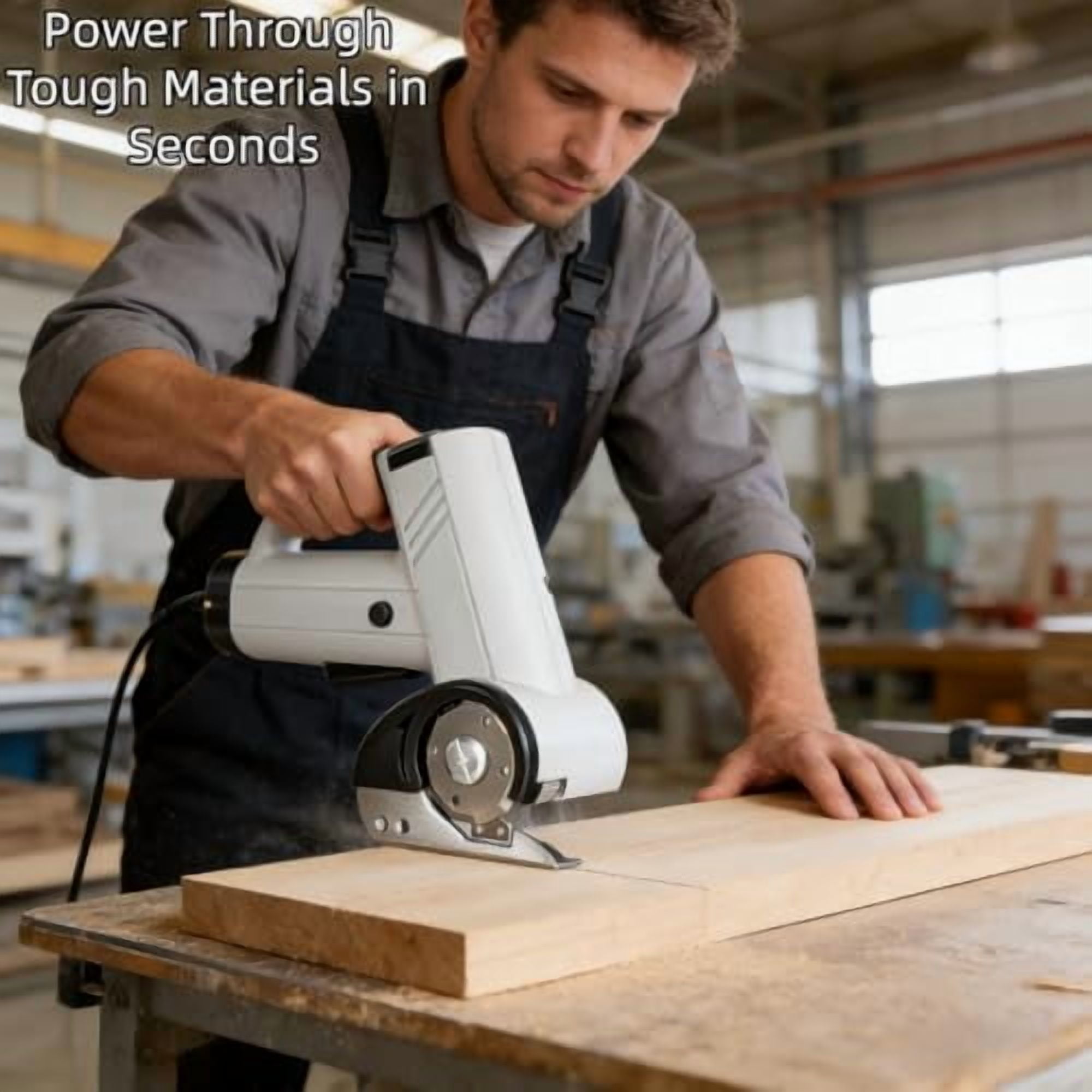 Rechargeable High-Speed Cardboard Cutter, 4V Rechargeable Cardboard Box Cutter with Safety Lock & LED Light, Power Rotary Cutter for Fabric Carpet Leather（white-Two blades）
