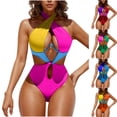 thumbnail image 1 of Sentmoon One Piece Swimsuit Spaghetti Strap Oversized Bikini Sets Women's Color Block Fashion Adjustable Suspenders Backless Bikinis Sets for Tummy Control & Full Coverage S, 1 of 6