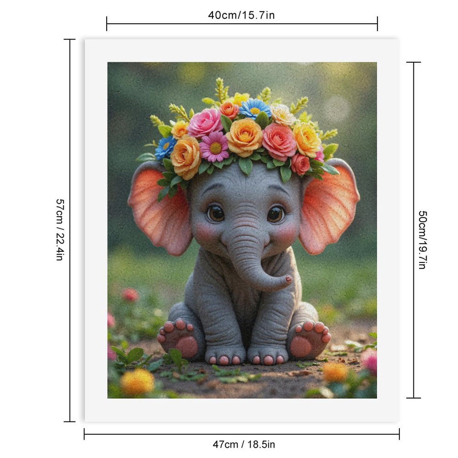Paint by Numbers Kit for Adults, Elephant With Floral Headpiece Paint by Numbers, Easy Paint by Numbers Kit for Adults Beginner, DIY Adult Paint by Number Kits on Canvas, Home Decor