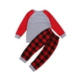 thumbnail image 6 of Seyurigaoka Boys Christmas Two-piece Clothes Set, Home Wear Deer Print Pullover + Plaid Long Pants, Red/ Black, 6 of 7