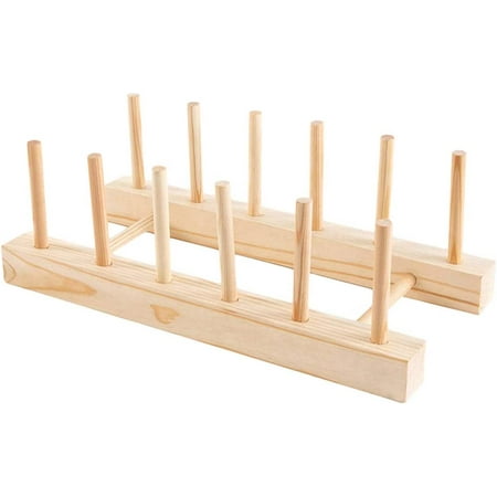 Portable Dish Drying Rack, Wooden Kitchen Counter Dish Drainer Plate ...