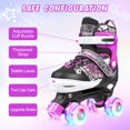 thumbnail image 3 of Roller Skates for Girls Boys Kids Toddler, 4 Sizes Adjustable Kids Roller Skates Outdoor Indoor with Light up Wheels / Purple Color (Size 3-6 US), 3 of 7