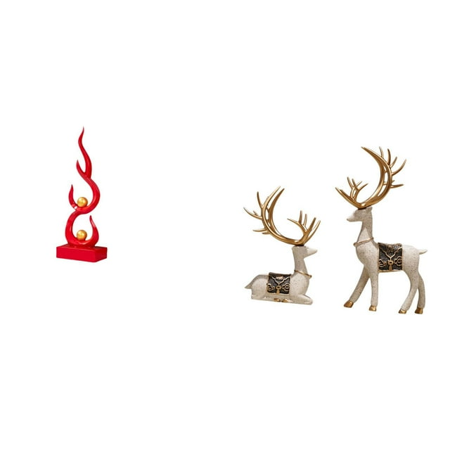 Escultura moderna de resina con forma de fuego y reno para patio, oficina, estantería, sala de estar, decoración del hogar, regalo artesanal.