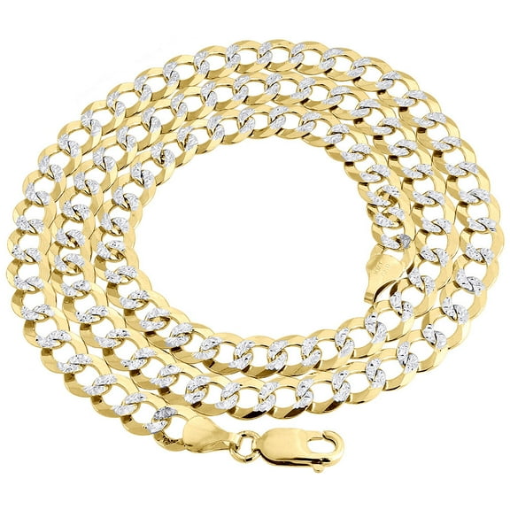 Real 10K Yellow Gold Solid Diamond Cut Cuban Link Chain 7.25mm Necklace 20"