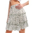 thumbnail image 3 of Nlife Women Floral Print Ruffle Design High Waisted Drawstring A-Line Mini Skirt, 3 of 7