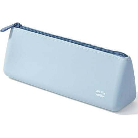 Mr. Pen- Silicone Pencil Case Pouch, Muted Blue, Aesthetic Triangular Design, Multipurpose, Aesthetic Pencil Case Small