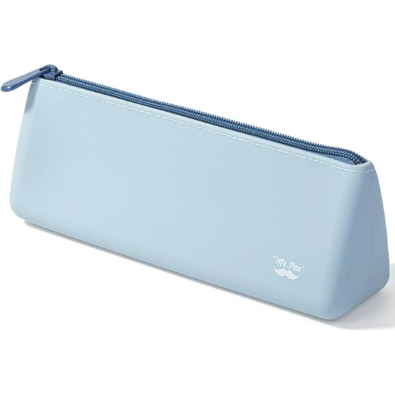 Mr. Pen- Silicone Pencil Case Pouch, Muted Blue, Aesthetic Triangular Design, Multipurpose, Aesthetic Pencil Case Small