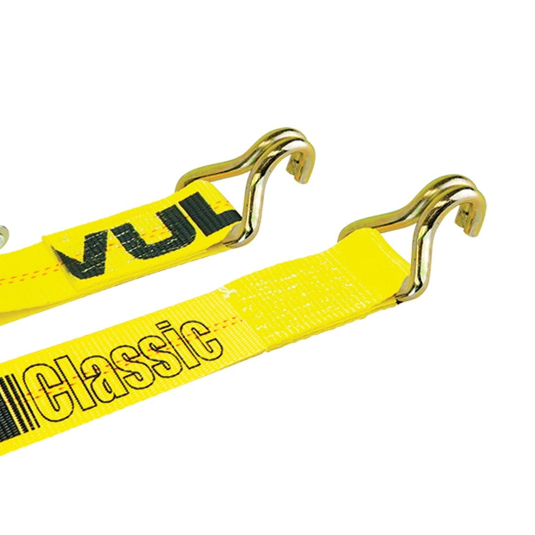 VULCAN Ratchet Straps - Wire J Hooks - 2 inch x 15 foot - 4 Pack - Classic Yellow - 3300 Lbs SWL
