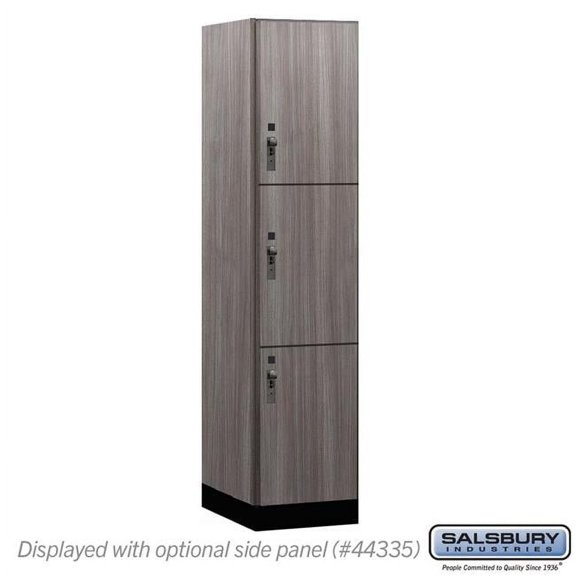 Salsbury Industries 18-43161SW 18 in. Wide Premier Wood Locker - Triple Tier - 1 Wide - 6 ft. High - 21 in. Deep - Skyline Walnut - Hasp