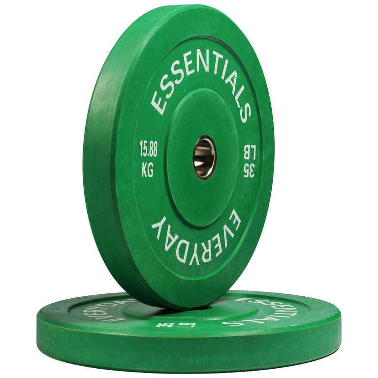 BalanceFrom Olympic Bumper Plate Weight Plate with Steel Hub Color Coded 35 lbs Pair Walmart