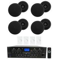 Rockville 4-Room Home Audio Kit w/Receiver Black Ceiling Speakers Wall Controls