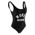 thumbnail image 1 of Bañador Monokini de 1 pcs con eslogan de comportamiento /negro para mujeres y niñas Salvador Traje de baño de mujer Onepiece, 1 of 8