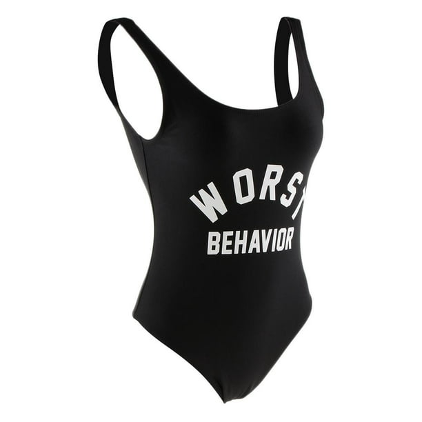 Bañador Monokini de 1 pcs con eslogan de comportamiento /negro para mujeres y niñas Salvador Traje de baño de mujer Onepiece