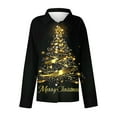 thumbnail image 4 of Enjoytime Christmas Women's Blouses Printed Long Sleeve Button Down Shirts Trendy Casual Women Plus Size Tops Gold XXXL, 4 of 5