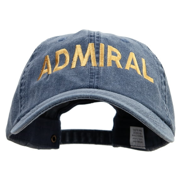 Admiral Military Embroidered Big Size Washed Pigment Dyed Cap - Navy XL-3XL