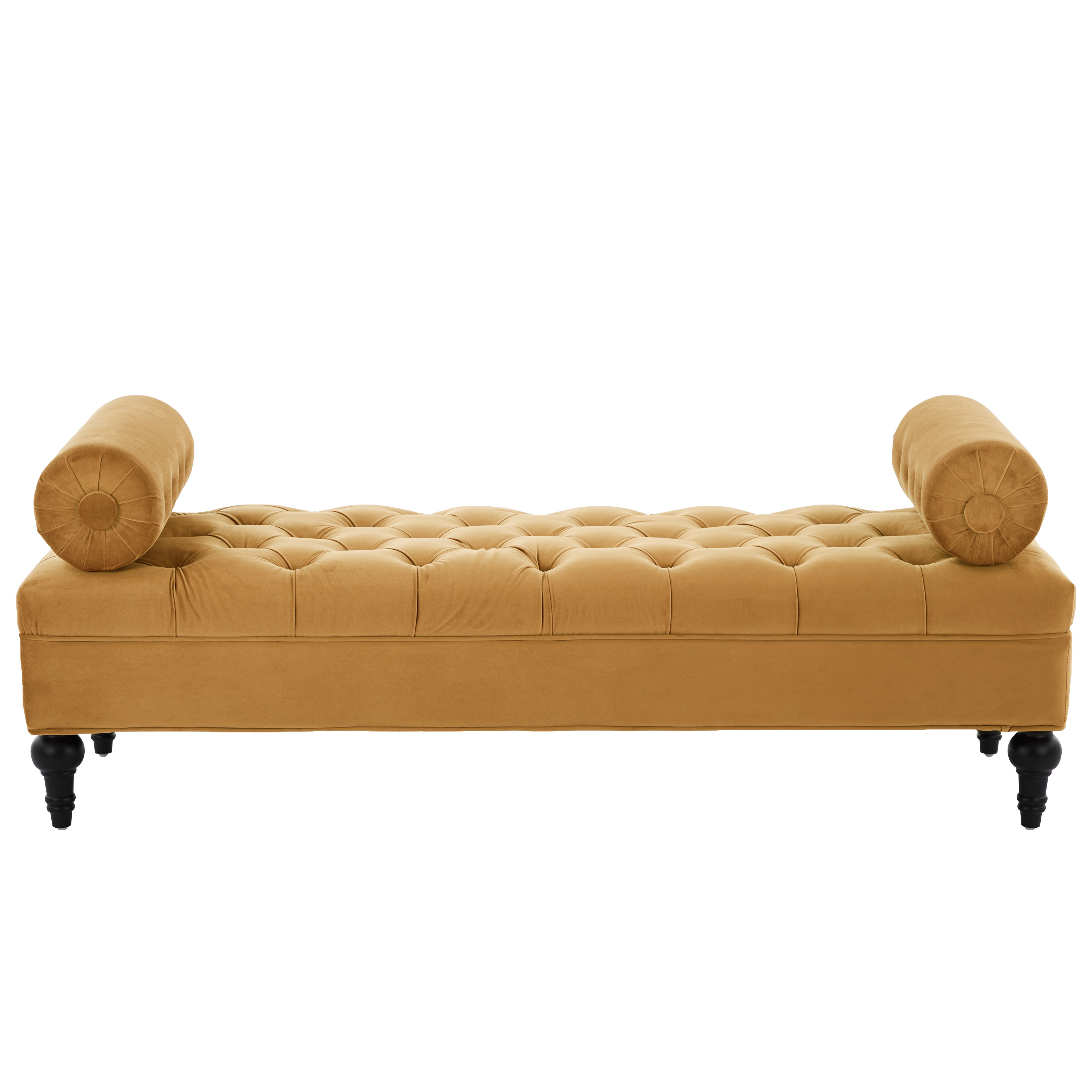 Alvantor End of Bed Benches Velvet Upholstered Bench with 2 Detachable Pillows for Bedroom,Living Room, Entryway Yellow