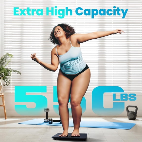 Digital Bathroom Scale 550lb Capacity High Precision Body Weight Scale Extra Wide Platform Large LED Display  8mm Tempered Glass for Home Fitness