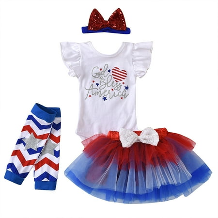

4Pcs Baby Girls Outfit Romper Tutu Skirt Leg Warmer + Headband