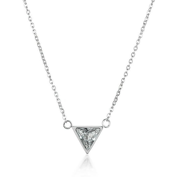 ELYA Women's Trillion Cut Cubic Zirconia Steel Necklace - 18"