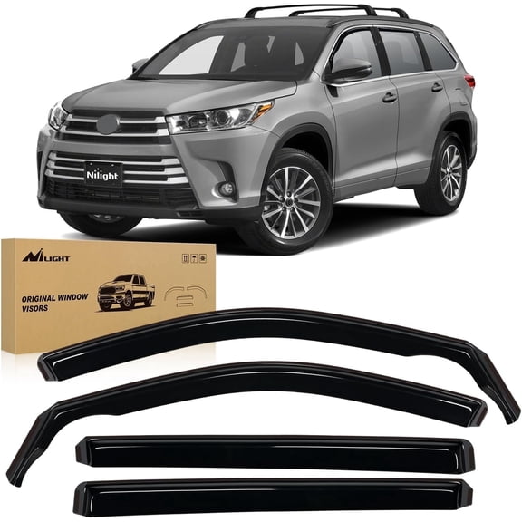 Nilight in Channel Window Rain Guards for Toyota Highlander 2014 2015 2016 2017 2018 2019 Vent Window Visors, Window Deflectors-4PCS