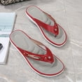 thumbnail image 3 of Grofry 1 Pair Beach Sandals Slippers Casual Wedge Sole Non-slip Rhinestone Breathable Faux Leather Women Summer Outdoor Flops Slides Sandals Vacation Wear, 3 of 7