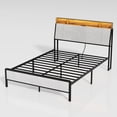 thumbnail image 3 of WANTAI Full Size Upholstered Bed Frame with LED Lights & Storage, 3 of 7