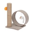 thumbnail image 2 of HOBBYZOO 13" Cat Tree Tower with Linen Circular Ring, Toys, Beige brown, 2 of 12