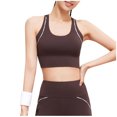 thumbnail image 2 of Womens Bras Shock-absorbing Gathering Collection And Complementary Breast Color Matching Edging No Wear Sports Bra Sports Bra Coffee S, 2 of 4