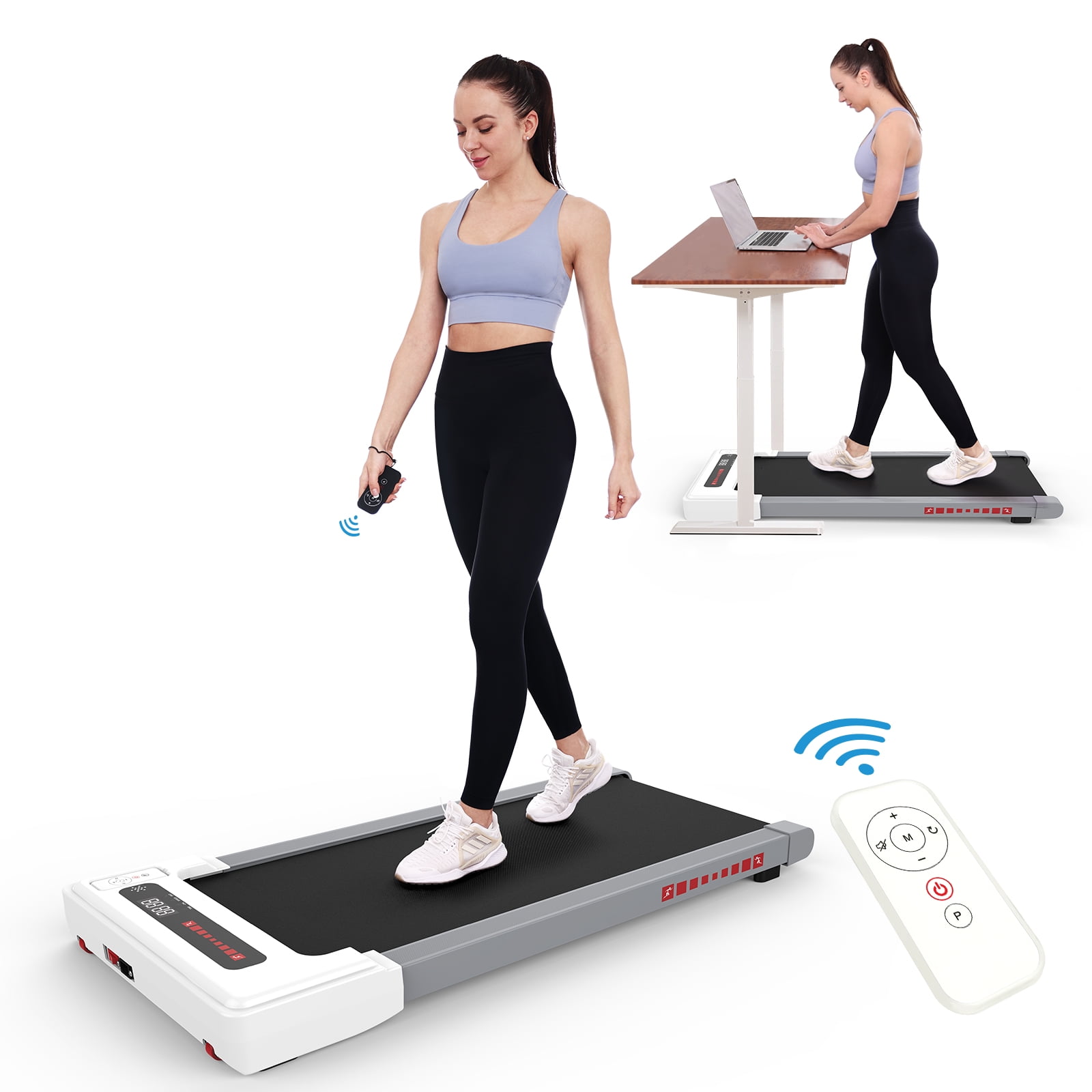 OBENSKY Walking Pad Treadmill Under Desk, Grey 2.25HP Portable Mini