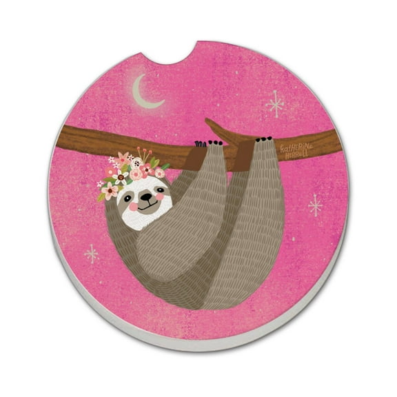 Thirstystone "Pink Sloth" Single Absorbent Stone Car Coaster