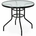 thumbnail image 1 of Costway 31.5" Patio Round Glass Top Table Steel Frame Dining Table Patio Furniture, 1 of 10