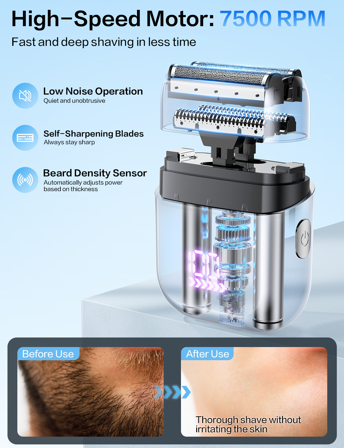 Scootworks Electric Razor for Men, Cordless Foil Shaver photo 5