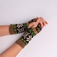 thumbnail image 4 of qolati Women Winter Knit Fingerless Gloves Ethnic Print Crochet Arm Warmers Knitted Cable Mittens Thumbhole Stretchy Wrist Sleeves, 4 of 7