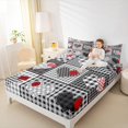 thumbnail image 4 of Homewish Plaid Heart Print Twin Sheet Sets,Happy Velantine'S Day Twin Fitted Sheet,Modern Geometric Checkered Flat Sheet For Girls Kids,Microfiber Bedroom Decor,3 Pieces, 4 of 7