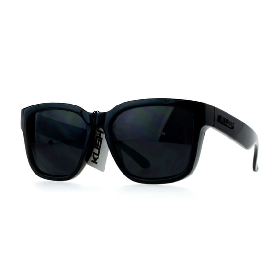 Kush Mens All Black Gangster Oversize Horn Rim Cholo Sunglasses Shinny