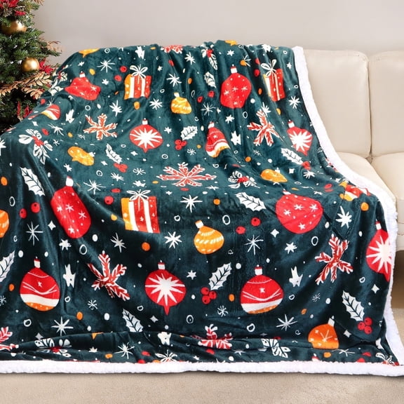 Gogreen Christmas Sherpa Fleece Throw Blanket for Couch Bed Sofa Adults -Soft and Warm Blanket for Winter, Thick and Fuzzy Throw Blanket (Throw - 50" x 60")