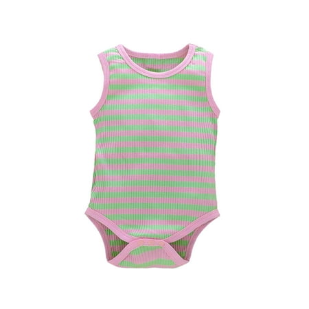 

Girls Rompers Boys Girls Romper Striped Baby Sleeveless Ribbed Print Clothes Girls Romper&Jumpsuit Comfy Dailywear