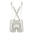 thumbnail image 5 of DPOIS Men Shiny Metallic Bib Overall One Piece Jumpsuits Silver XL, 5 of 7
